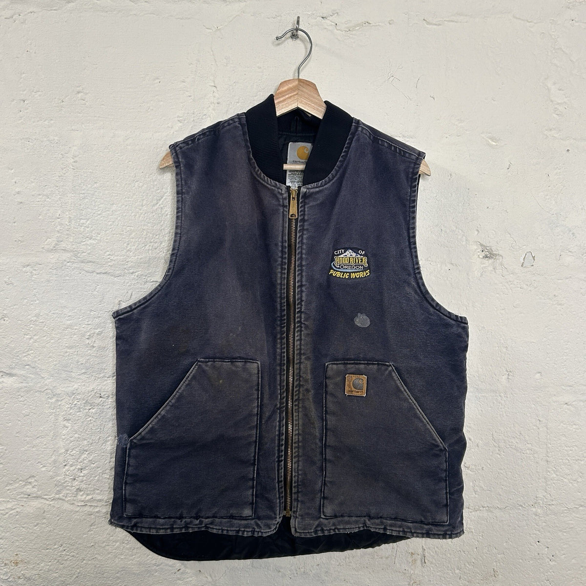 Vintage Faded Carhartt Quilted Artic Vest “Midnight Blue” V02 MDT Men’s Large