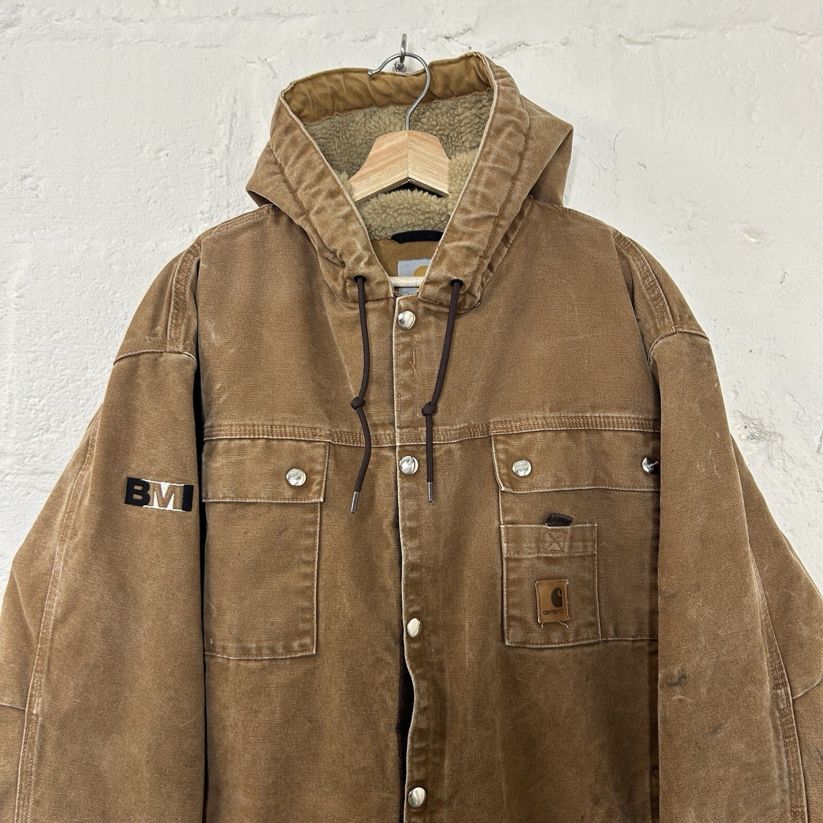 Y2K Carhartt Sherpa-Lined Hooded Multi-Pocket Jacket “Brown” J284 BRN Men’s XL