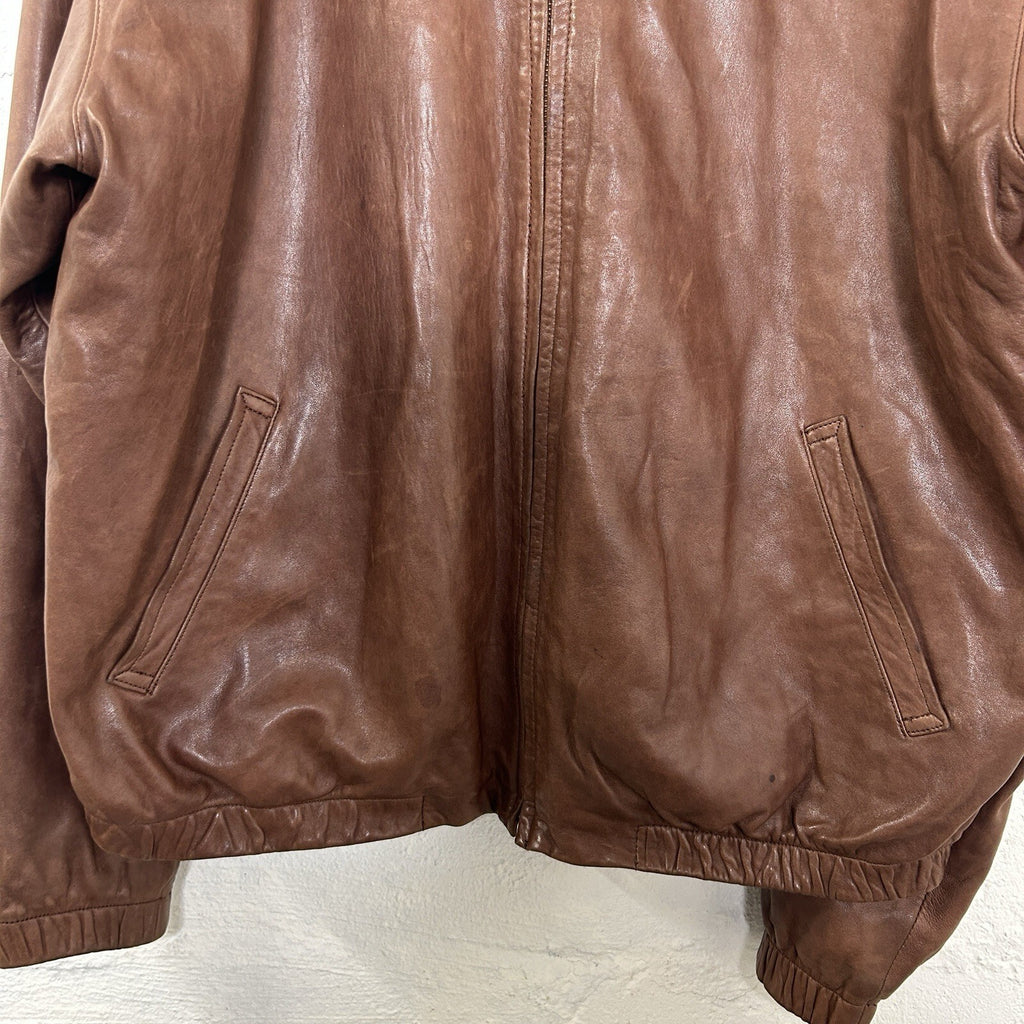 Vintage Polo Ralph Lauren Fleece Leather Harrington Jacket “Brown” Men’s X-Large