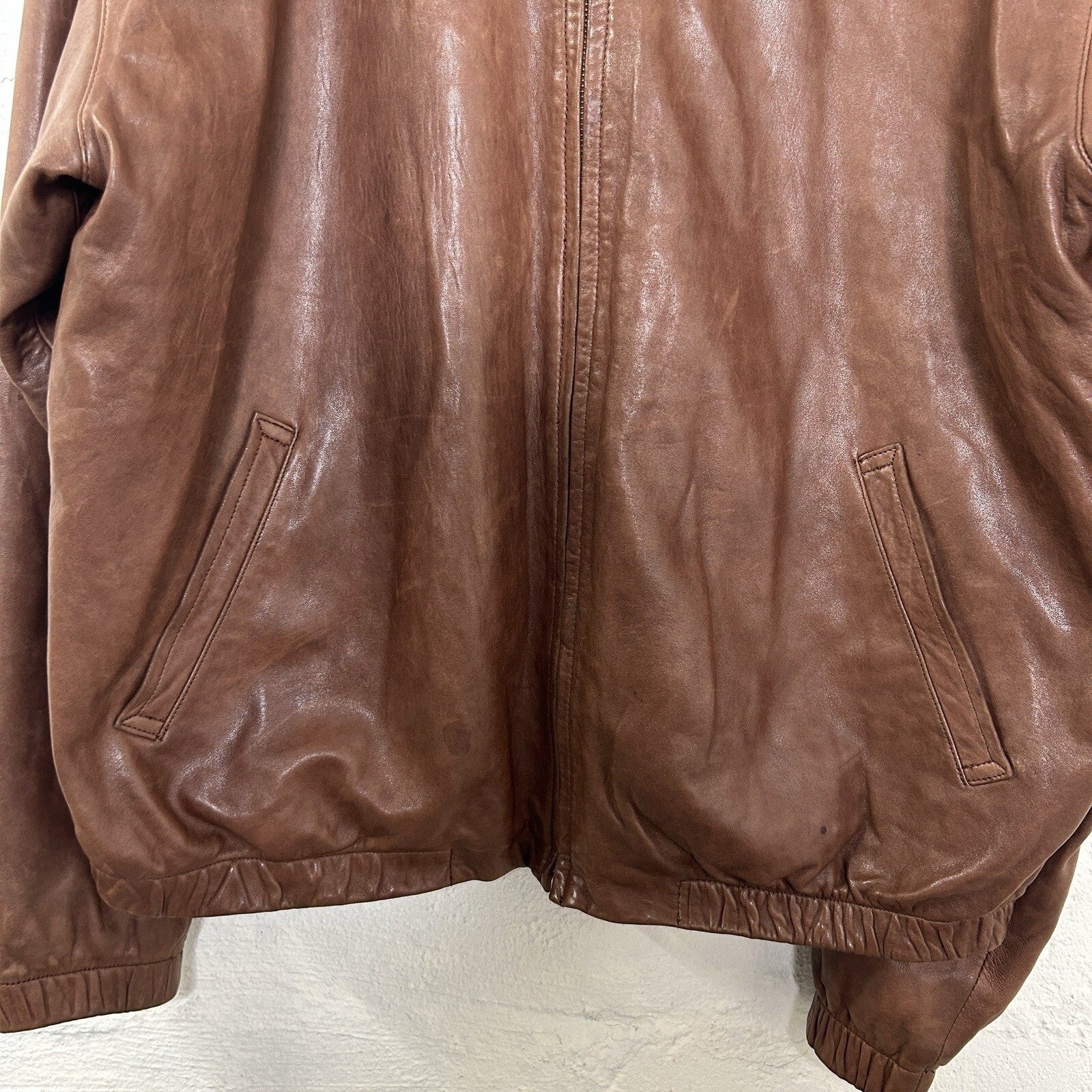 Vintage Polo Ralph Lauren Fleece Leather Harrington Jacket “Brown” Men’s X-Large