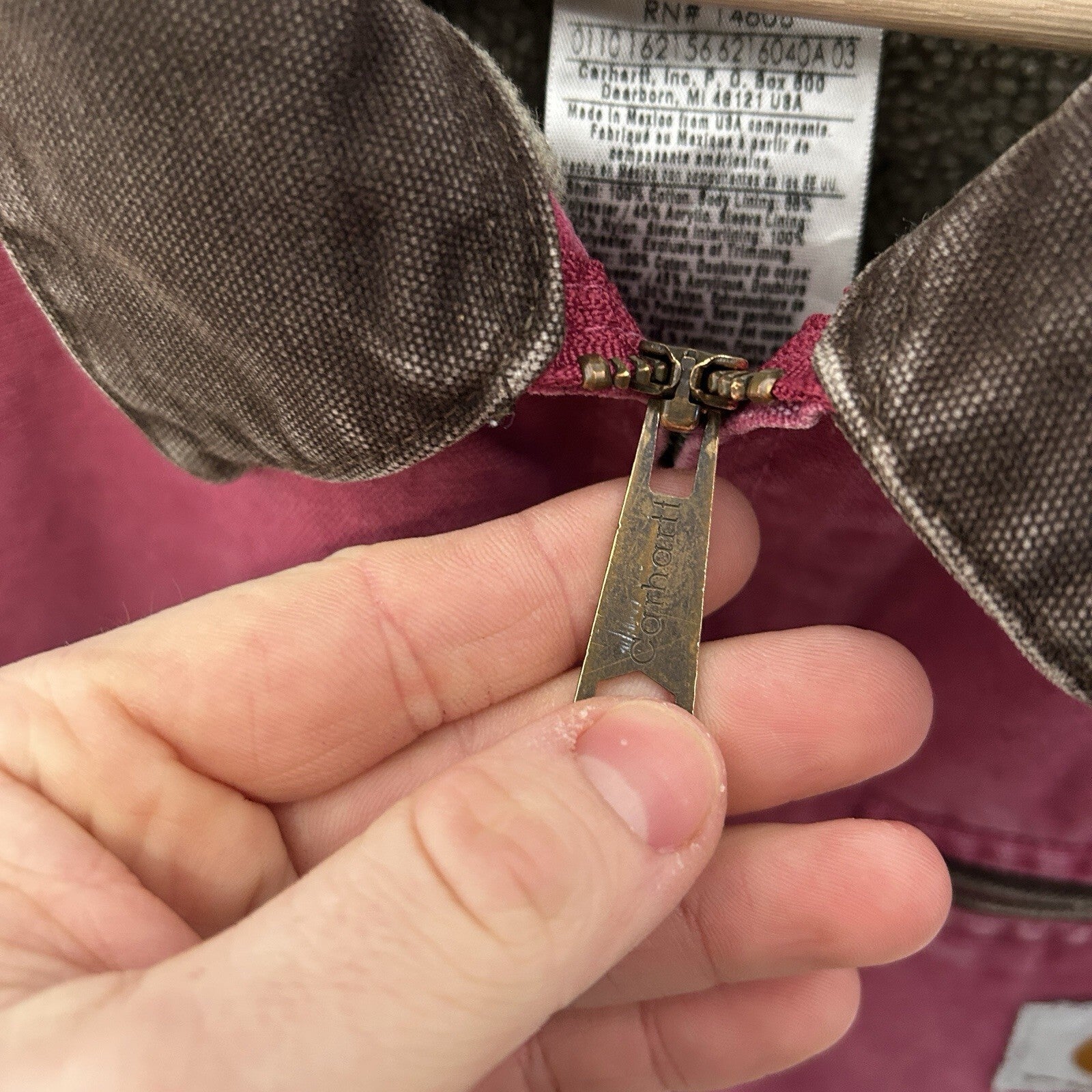 Vintage Carhartt Sherpa-Lined Detroit Jacket “Raspberry” WJ097 RBY Women’s Small