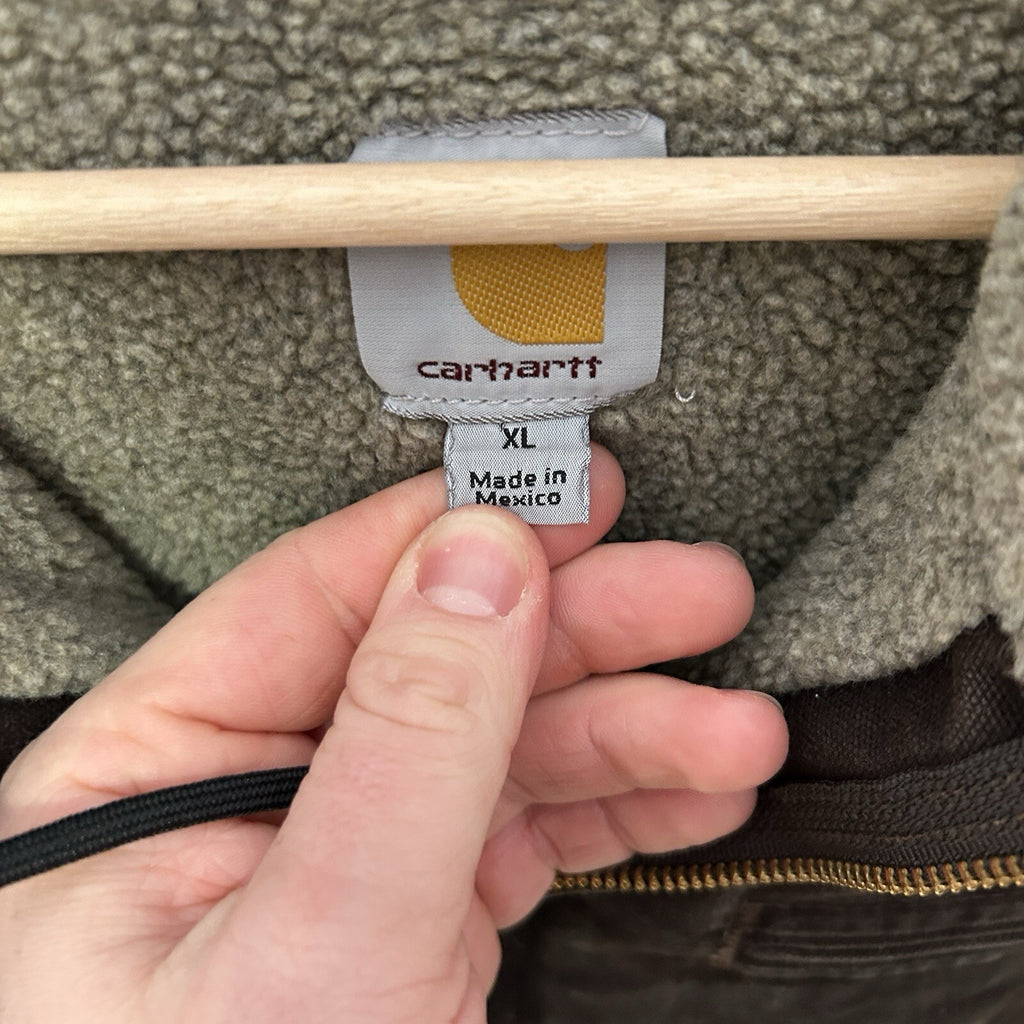 Vintage Carhartt Sherpa-Lined Hooded Detroit Jacket “Dark Brown” J141 DKB