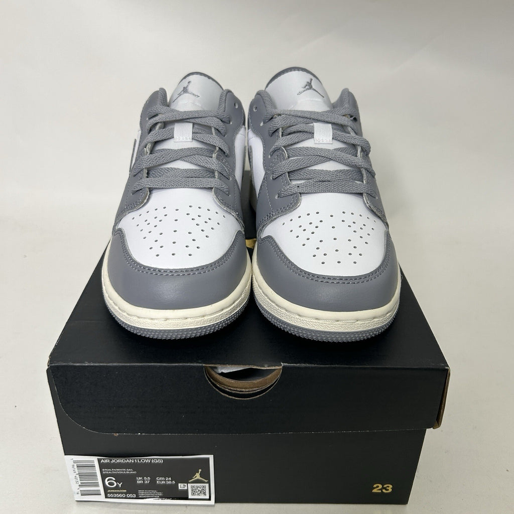 Nike Air Jordan 1 Low Retro (GS) “Stealth Grey/White-Sail” 553560-053 6Y/7.5W
