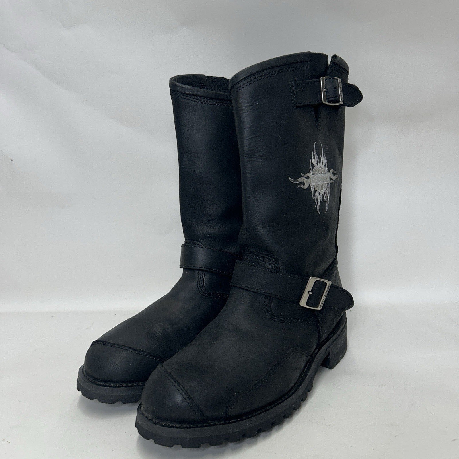 Harley Davidson Embroidered Flames Biker Engineer Boots “Black” Men’s 12