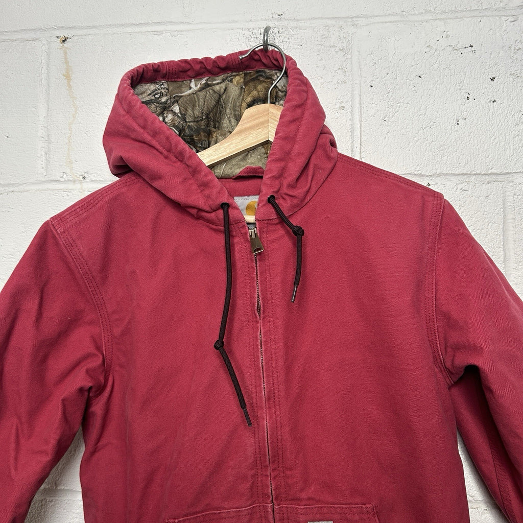 Carhartt Quilted Camo-Lined Hooded Active Jacket “Crabapple” 101732-624 Small