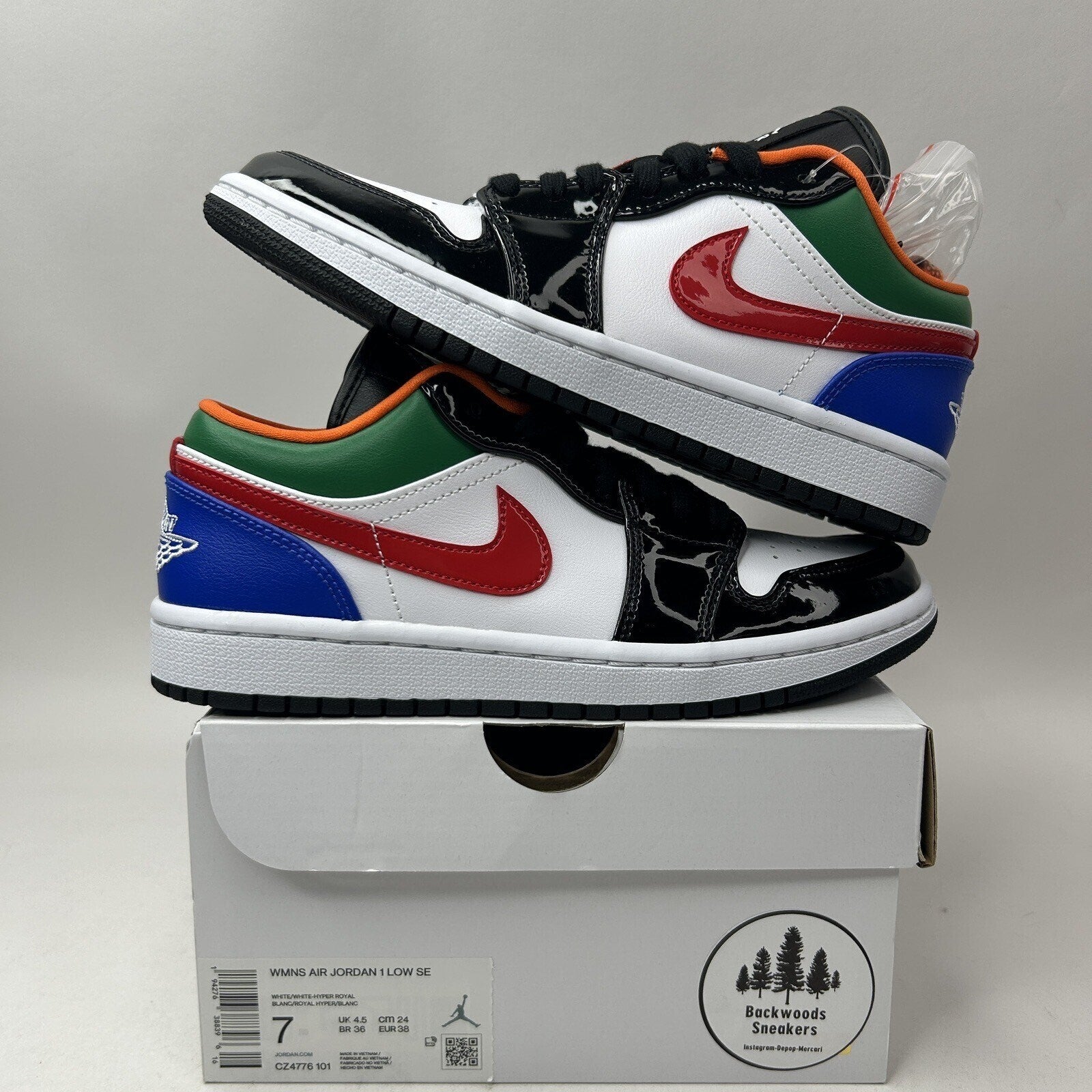 Nike Air Jordan 1 Low SE “Black Toe Multi-Color” CZ4776-101 Women’s 7 New