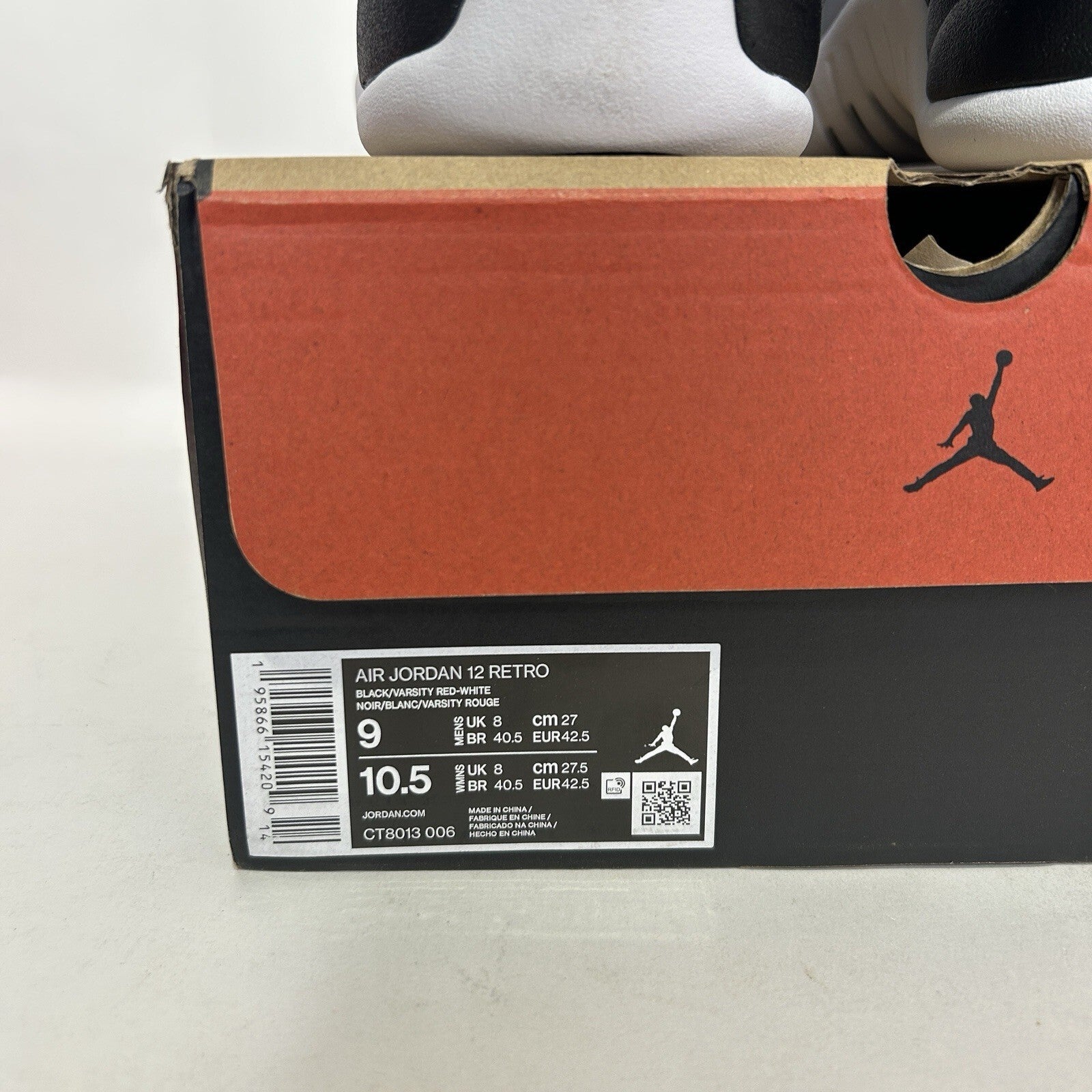 Nike Air Jordan 12 Retro OG “Playoff/Black White” CT8013-006 Men's 9 New