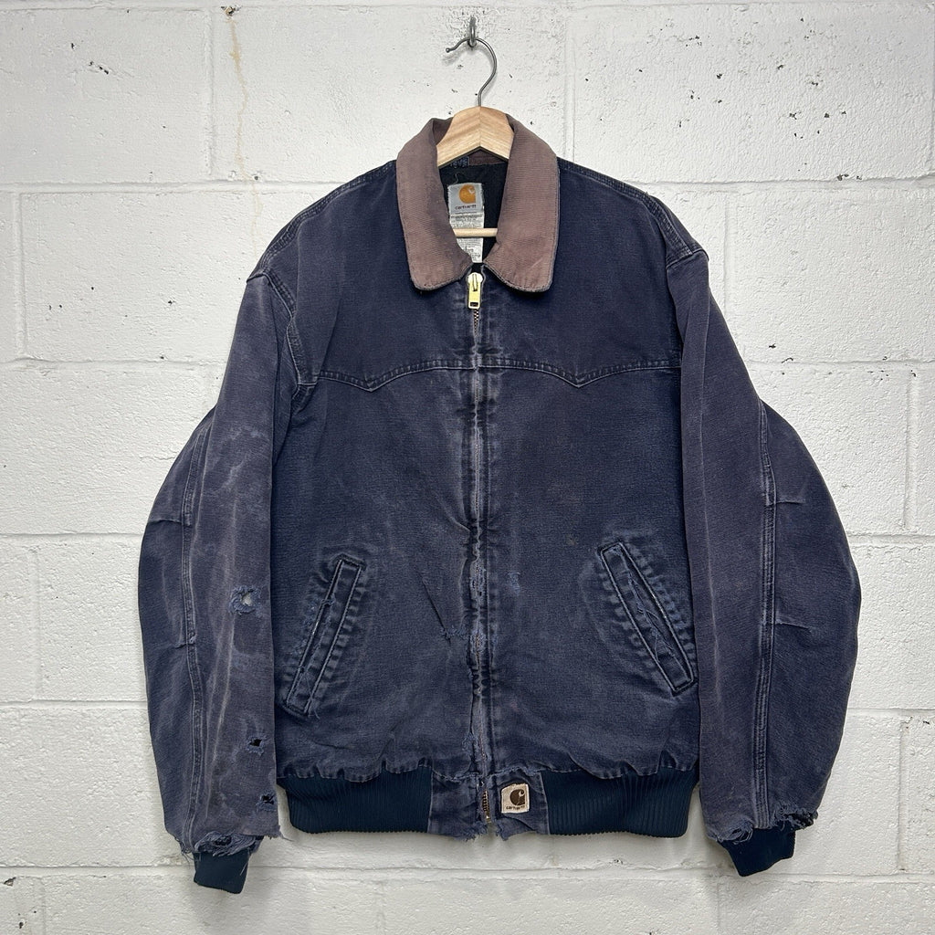 Vintage Faded Carhartt Quilted Santa Fe Jacket “Midnight Blue” J14 MDT Men’s XL