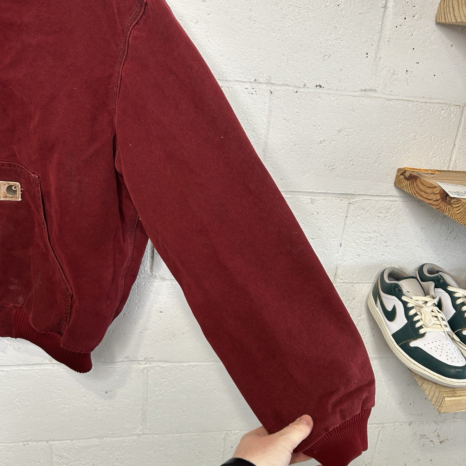 Vintage Carhartt Quilted Hooded Active Jacket “Crimson Red” J130 CRI Men’s Large