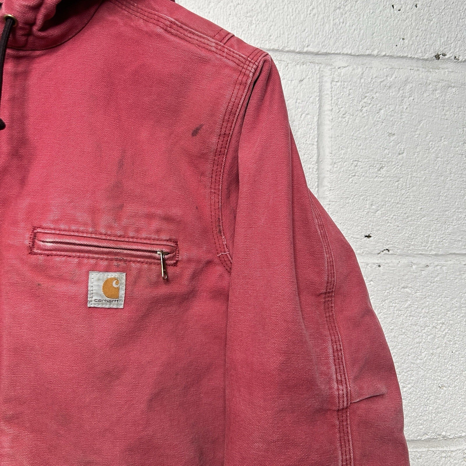 Y2K Carhartt Sherpa-Lined Hooded Detroit Jacket “Crabapple” WJ141 624 Women’s S