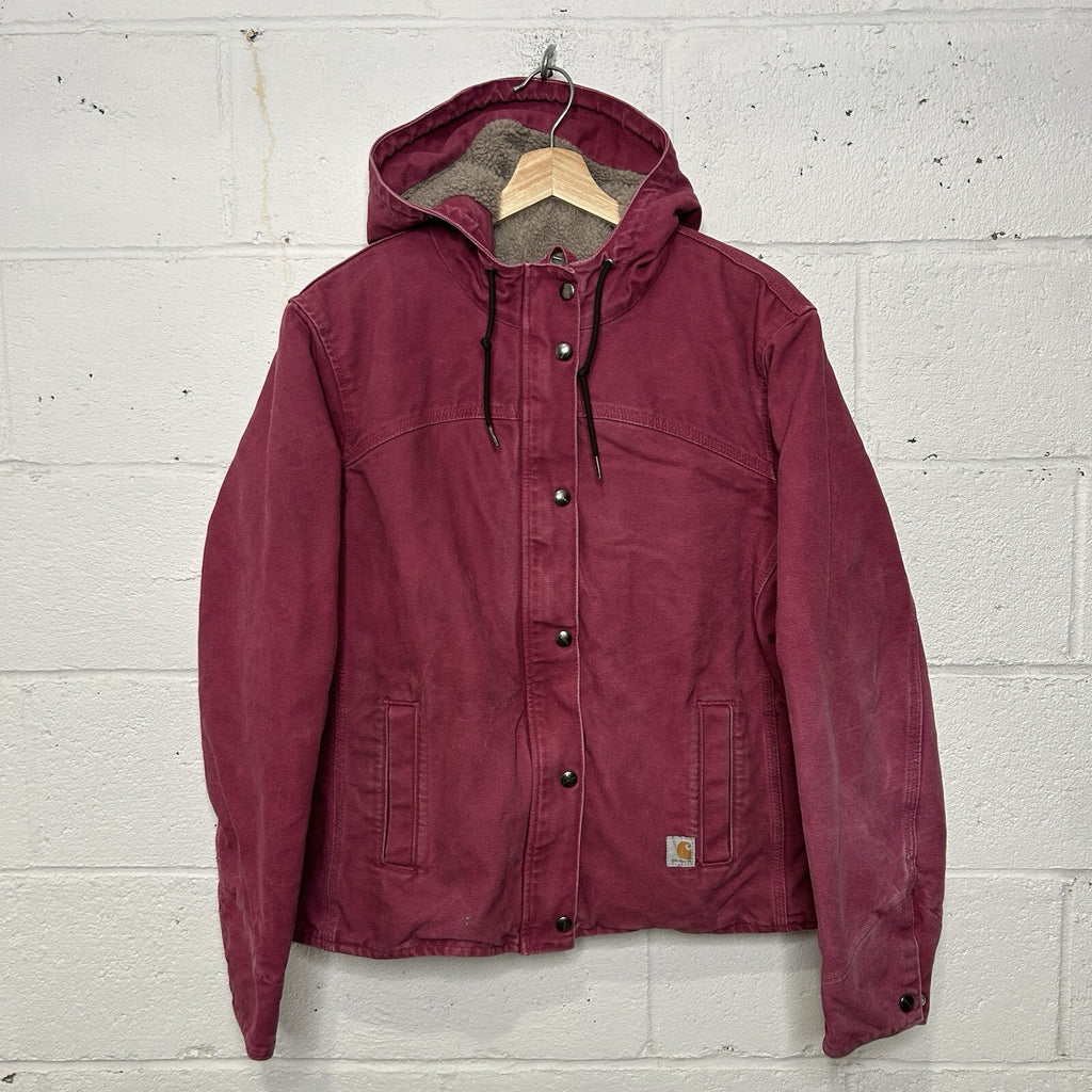 Y2K Carhartt Sherpa-Lined Sandstone Berkley Jacket “Merlot” 100657-648 Women’s M