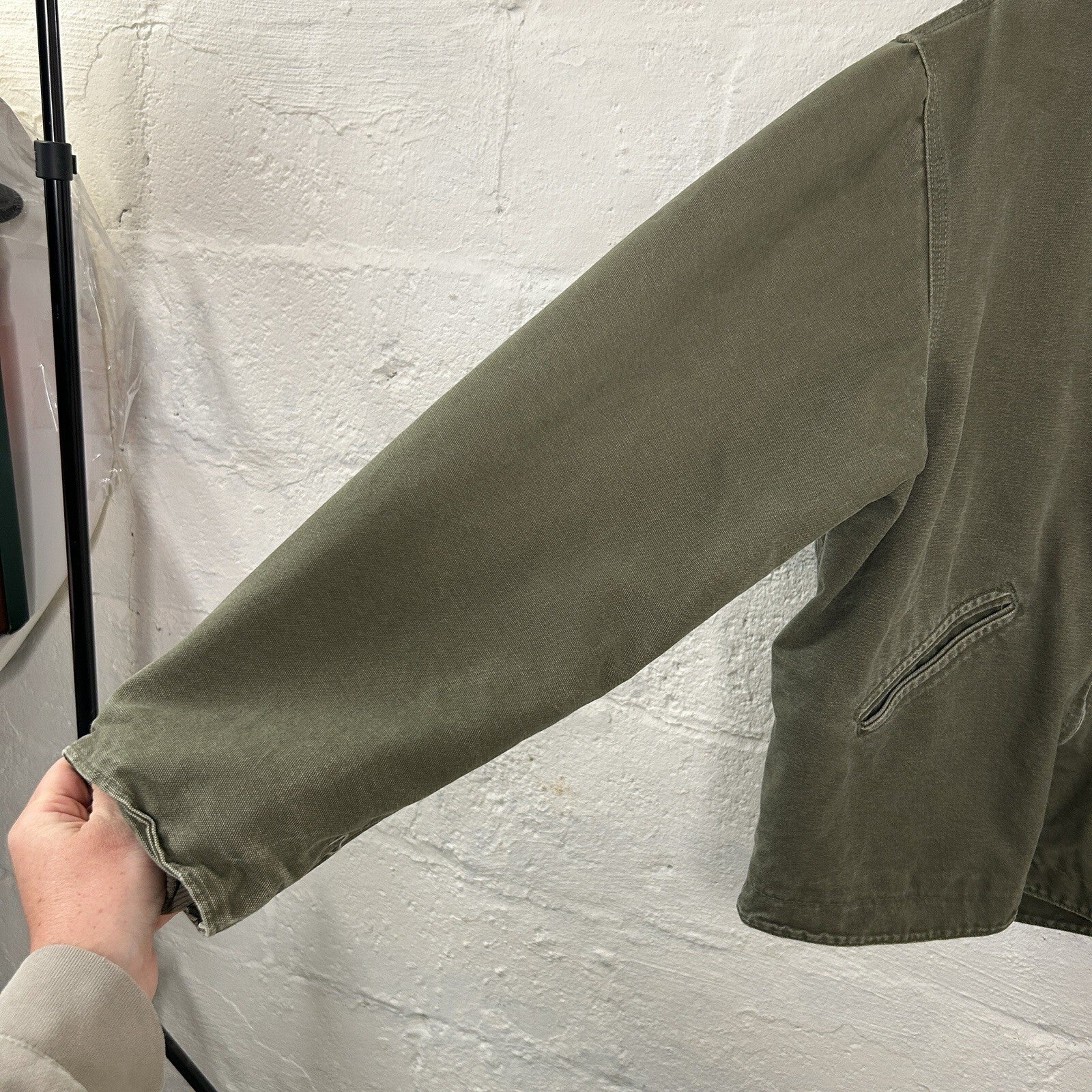 Y2K Carhartt Sherpa-Lined Hooded Detroit Jacket “Light Olive” J141 LOV Men’s LRG