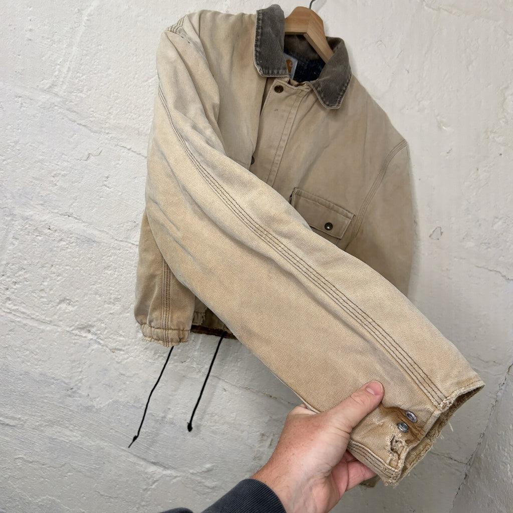 Vintage Carhartt Wool-Lined Cropped Duster Coat “Sand” Men’s Small