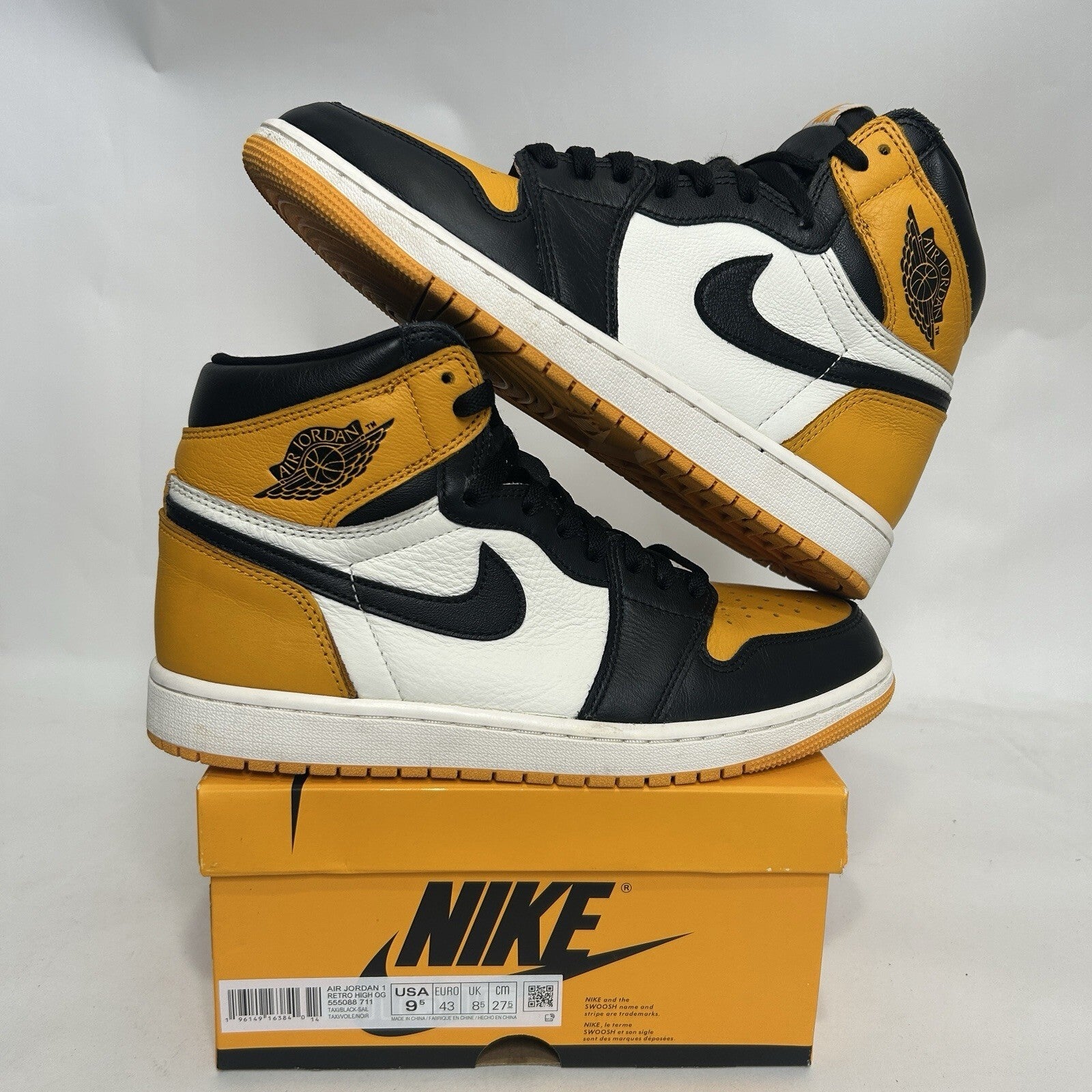 Nike Air Jordan 1 Retro High OG “Taxi/Black-Sail” 555088-711 Men’s 9.5 Worn