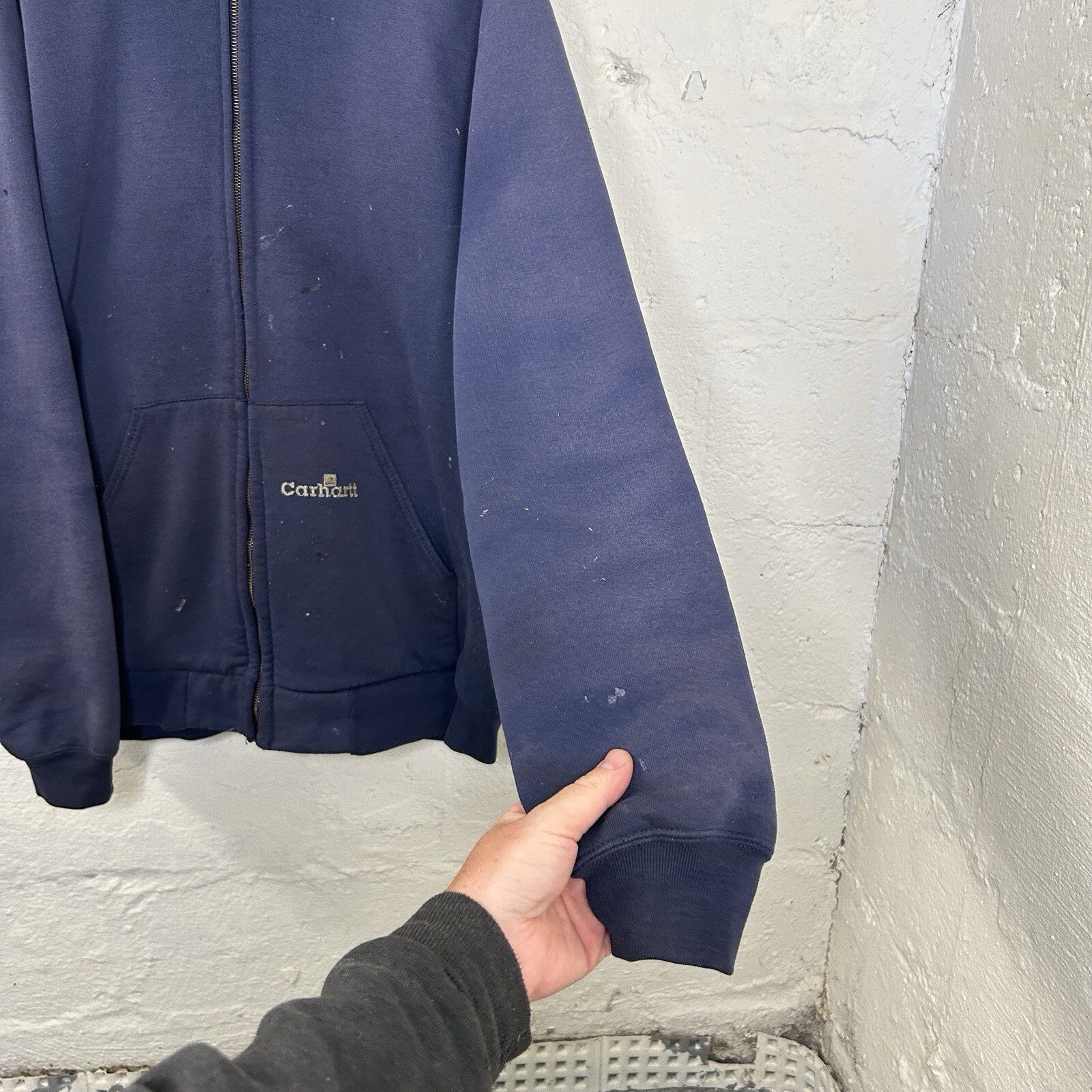 Vintage Carhartt Thermal-Lined Zip-Up Hoodie “Navy Blue” K129 NVY Men’s X-Large