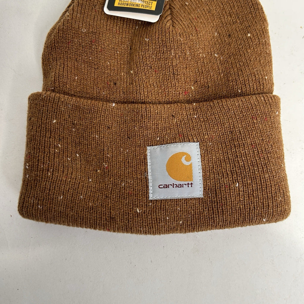 Carhartt Anglistic Speckled Fold Over Beanie “Brown” One Size New