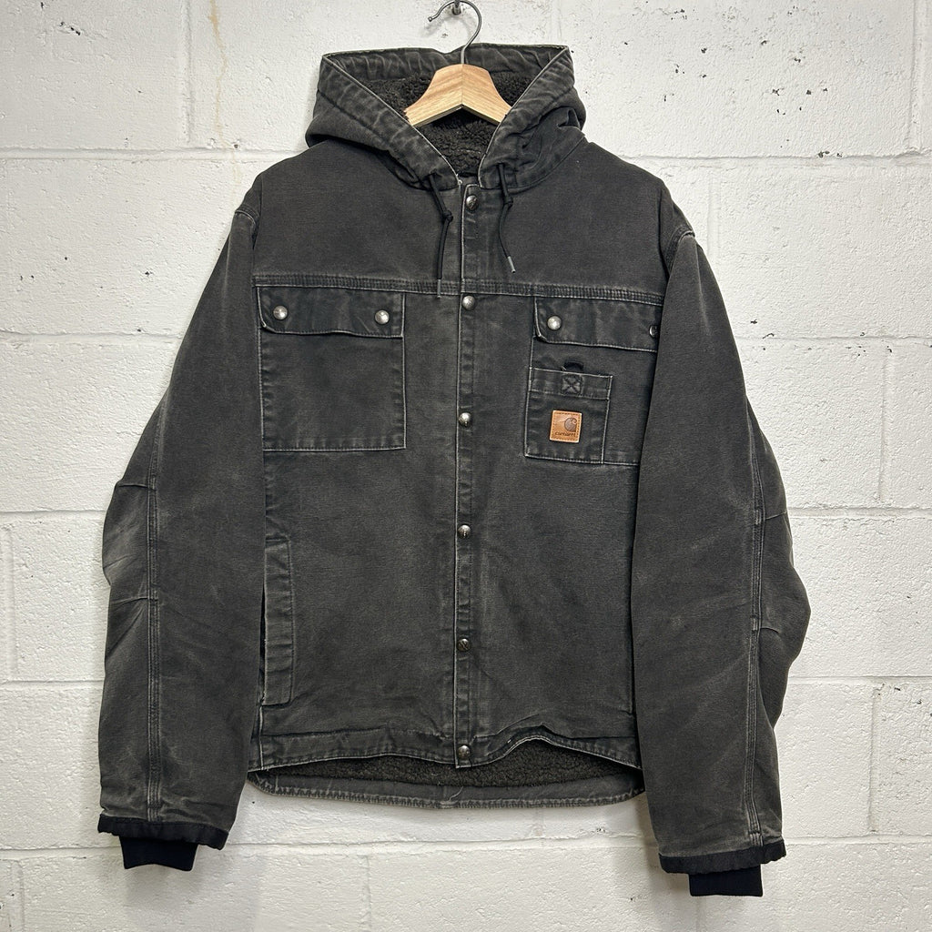 Y2K Carhartt Sandstone Hooded Multi-Pocket Jacket “Black” J284 BLK Men’s Large