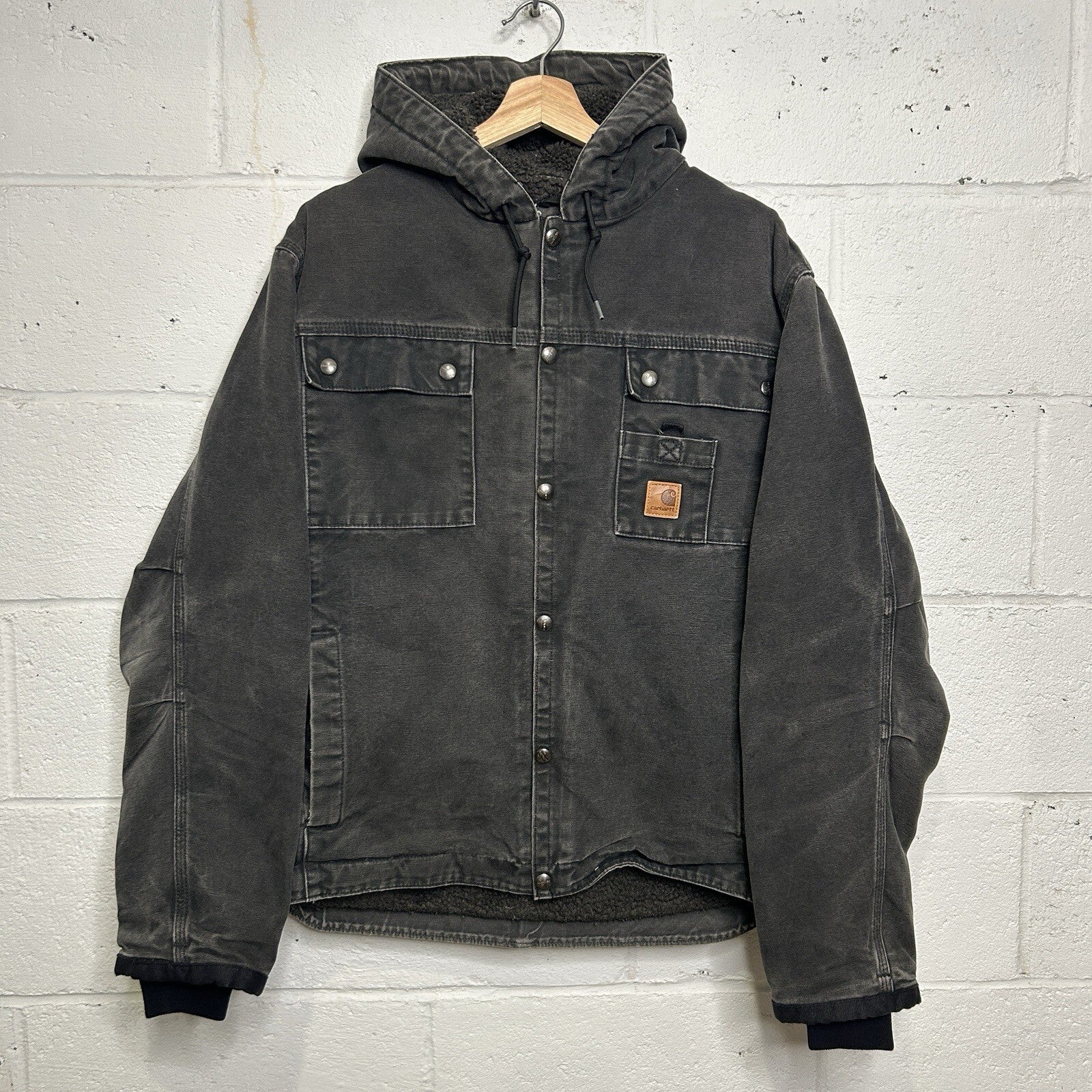 Y2K Carhartt Sandstone Hooded Multi-Pocket Jacket “Black” J284 BLK Men’s Large