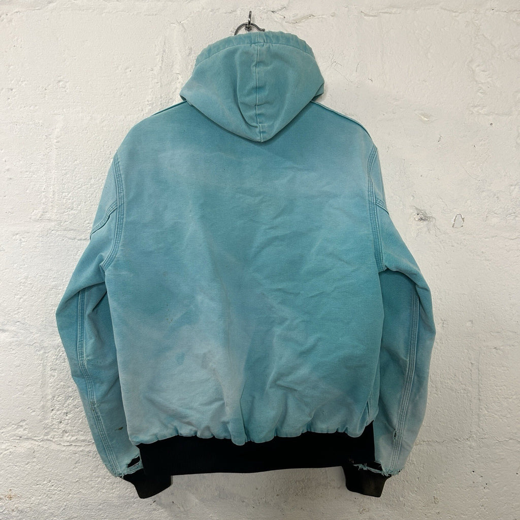Vintage Faded Carhartt Mesh-Lined Hooded Active Jacket “Teal” JR441 Men’s Small