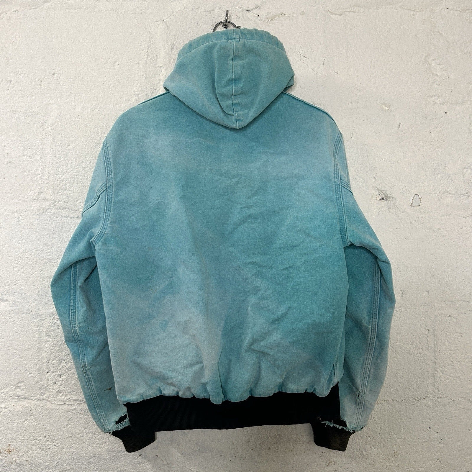Vintage Faded Carhartt Mesh-Lined Hooded Active Jacket “Teal” JR441 Men’s Small