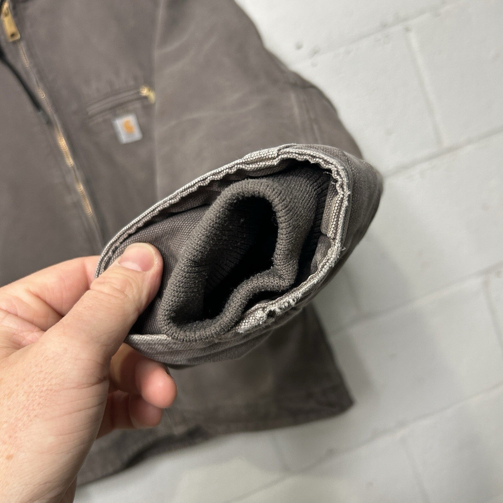 Carhartt Sherpa-Lined Hooded Detroit Jacket “Taupe Grey”