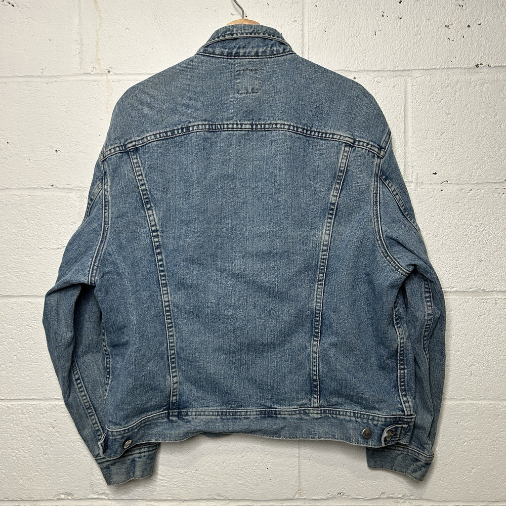 Vintage Lee Riveted Denim Trucker Jacket “Light Wash” Men’s X-Large Worn