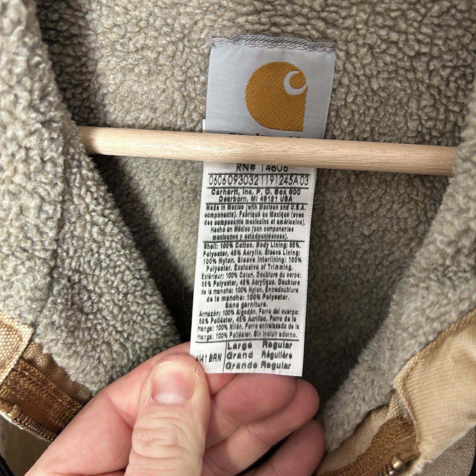 Y2K Carhartt Sherpa-Lined Hooded Detroit Jacket “Brown” J141 BRN Men’s X-Large