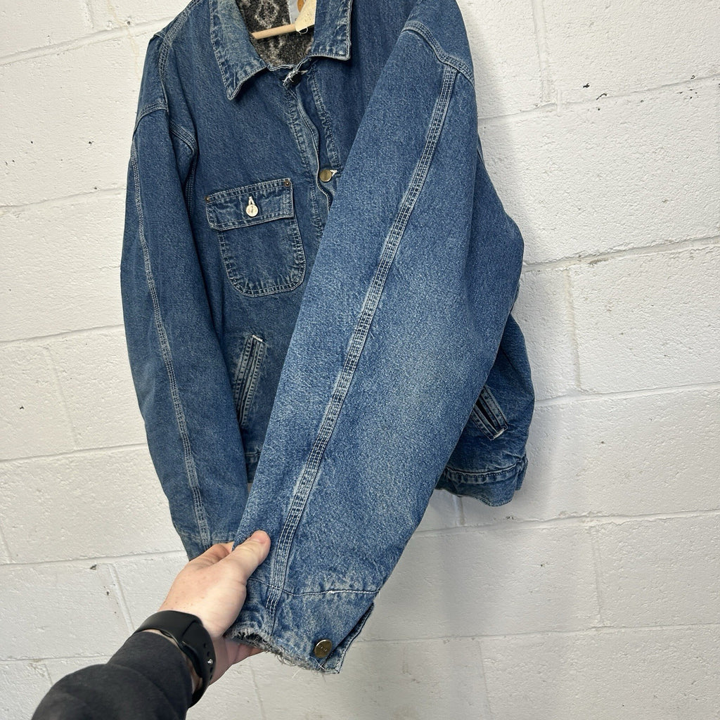 Vintage Carhartt Aztec Pile-Lined Denim Chore Jacket “Darkstone” JP1088 Men’s XL