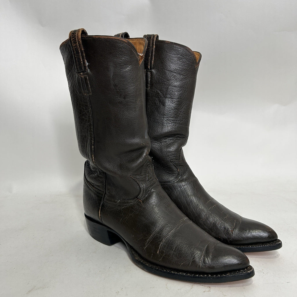 1960s Tony Lama Gold Label Exotic Water Buffalo Cowboy Boots “Espresso”