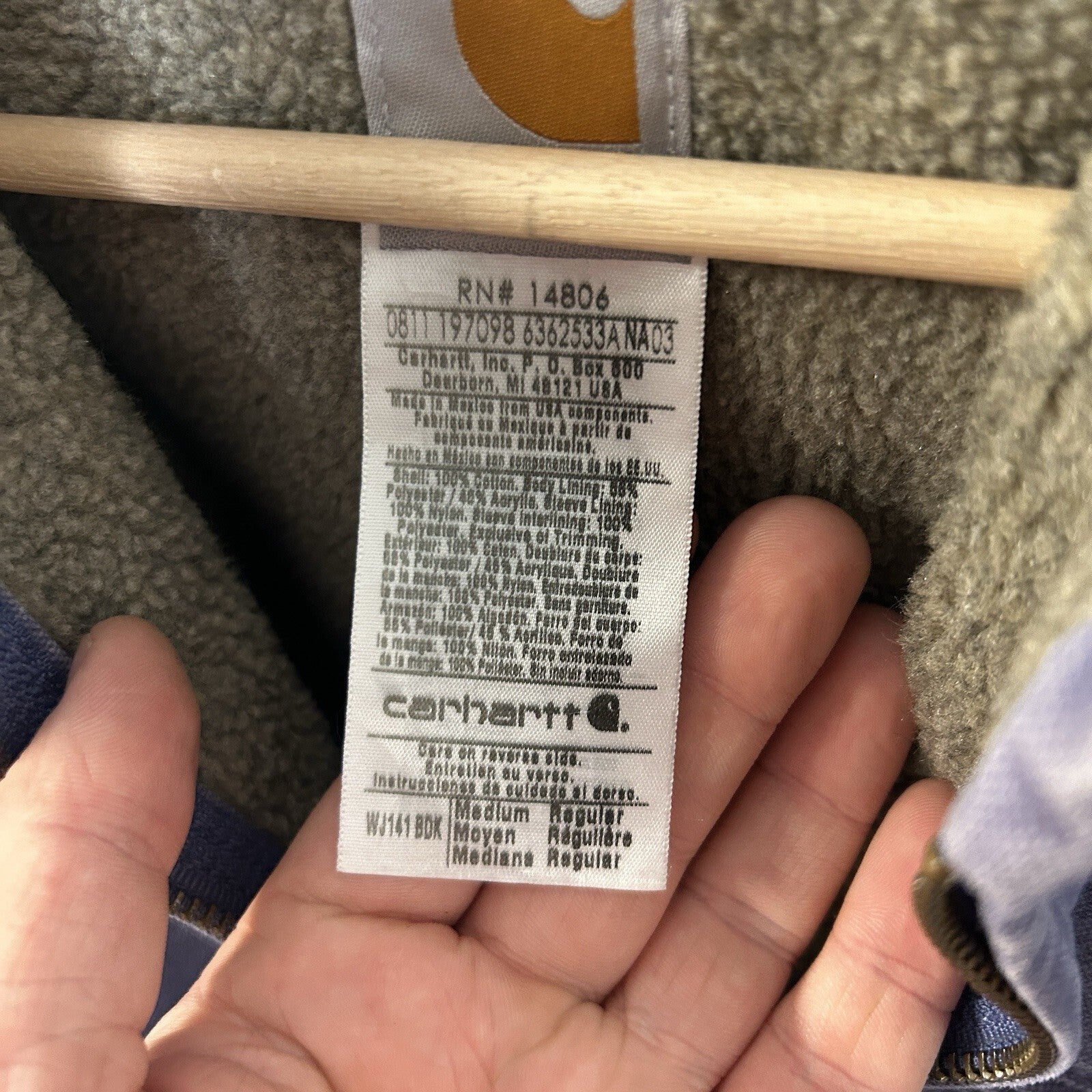 Carhartt Sherpa-Lined Hooded Detroit Jacket “Blue Dusk” WJ141 BDK Women’s Medium