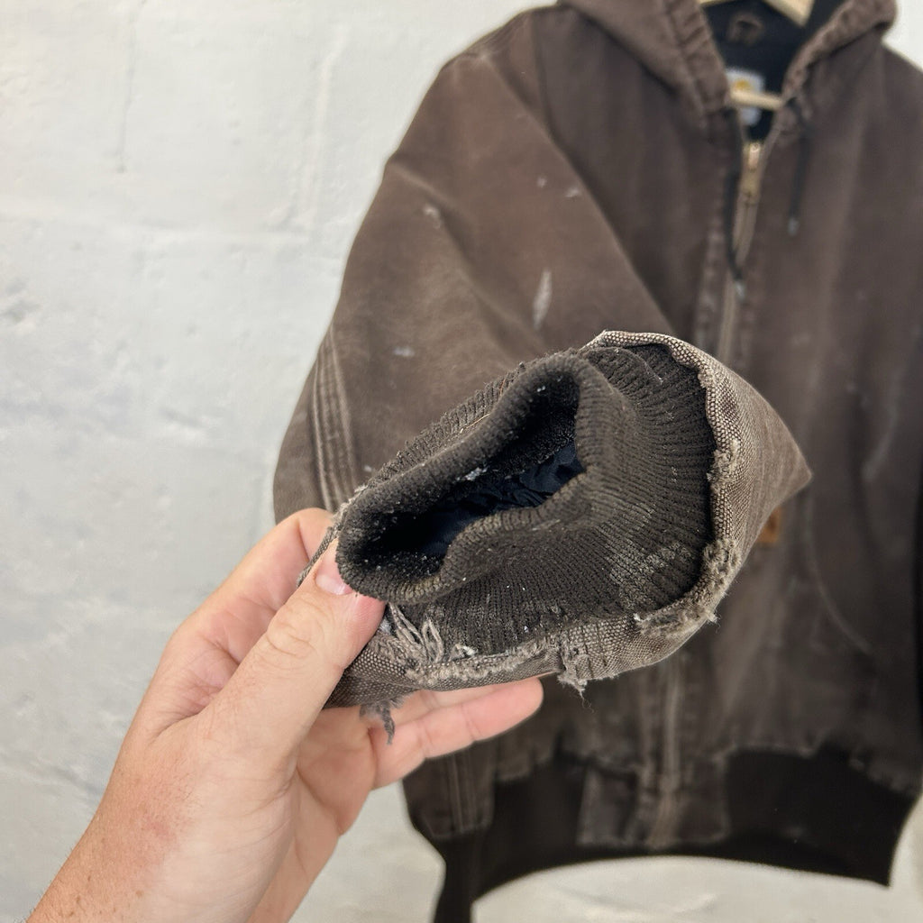 Vintage Faded Carhartt Hooded Active Jacket “Dark Brown” J130 DKB Men’s Large