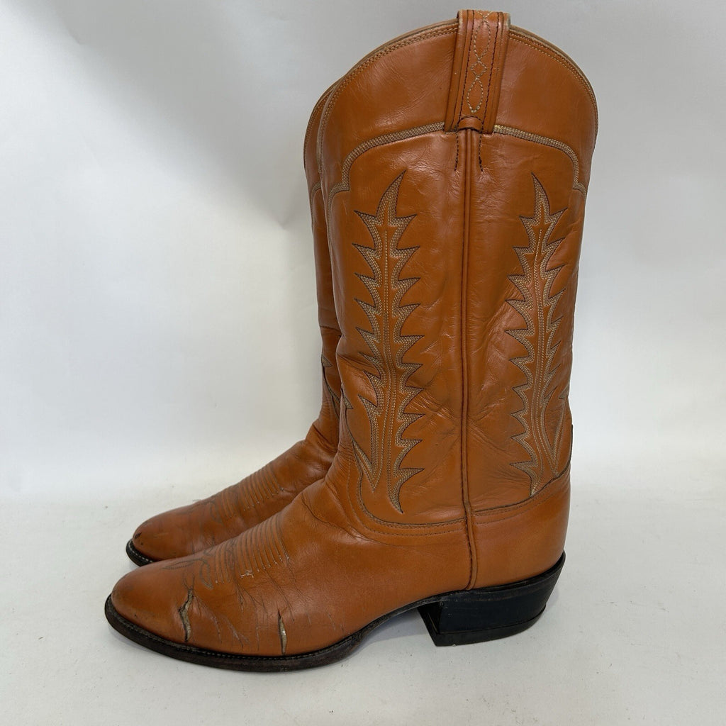 Vintage Western Tony Lama Cowboy Boots “Tan Brown” Men’s 10.5D Black Label