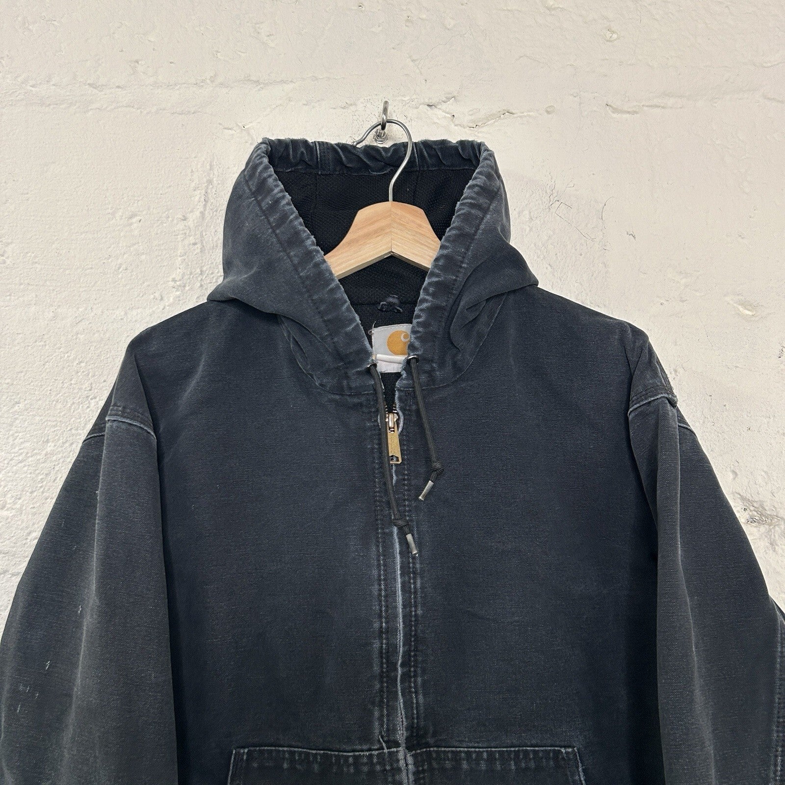 Faded Thrashed Carhartt Thermal Hooded Active Jacket “Black” J131 BLK Men’s LRG