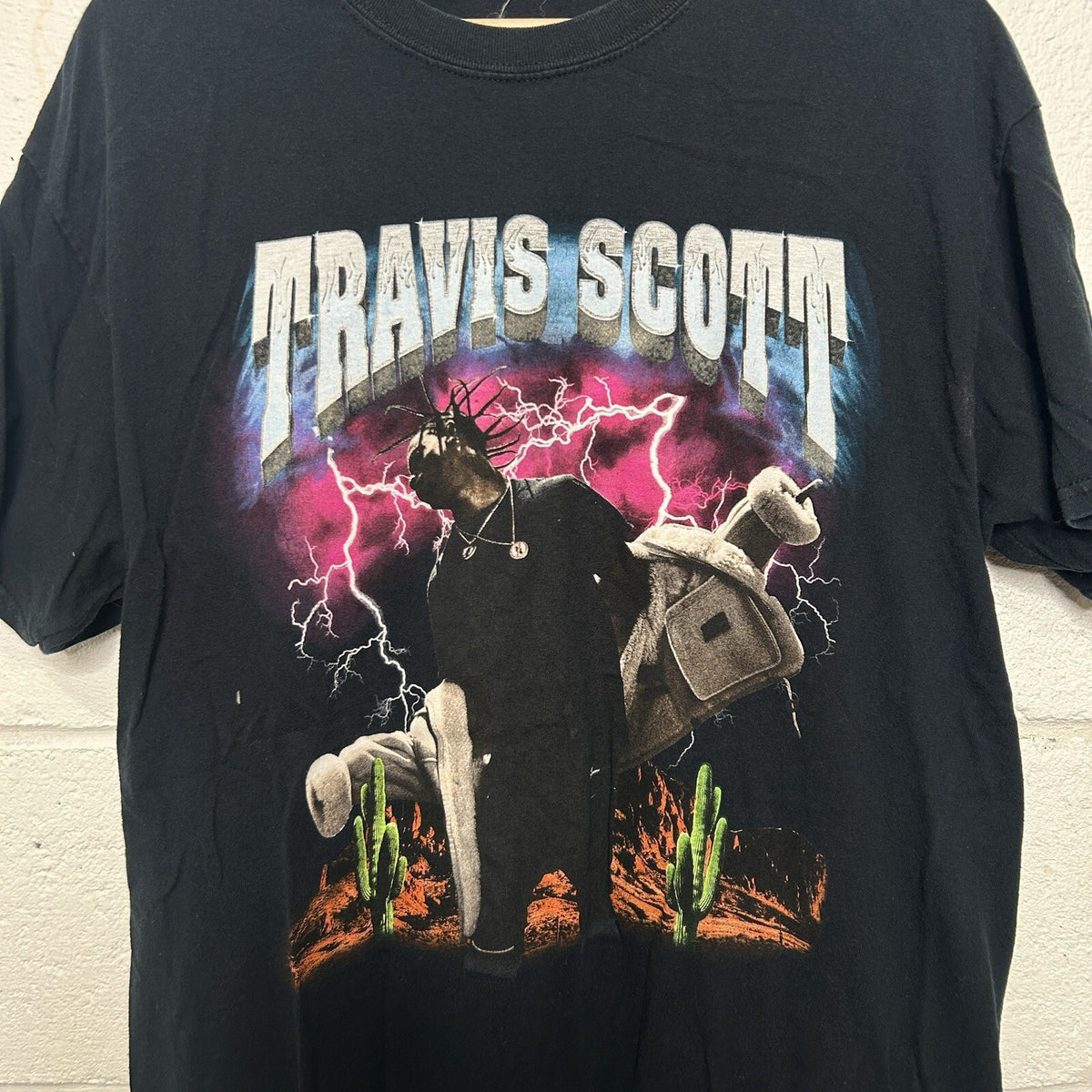 Travis Scott 2015 Rodeo Tour Lightning Tee “Black” Houston Texas Men’s Large