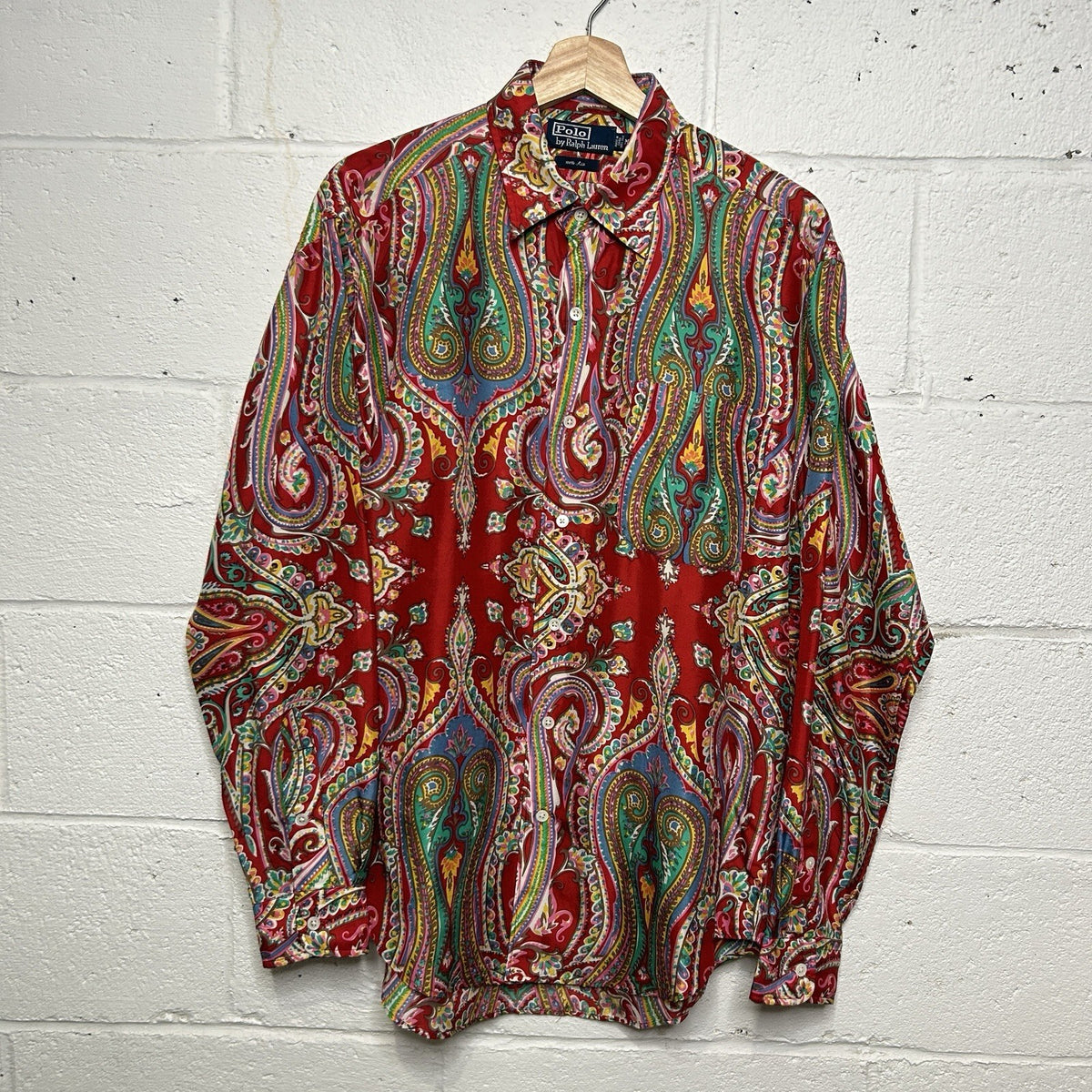 Vintage Polo Ralph Lauren 100% Silk Button-Down Shirt “Paisley” Men’s Medium