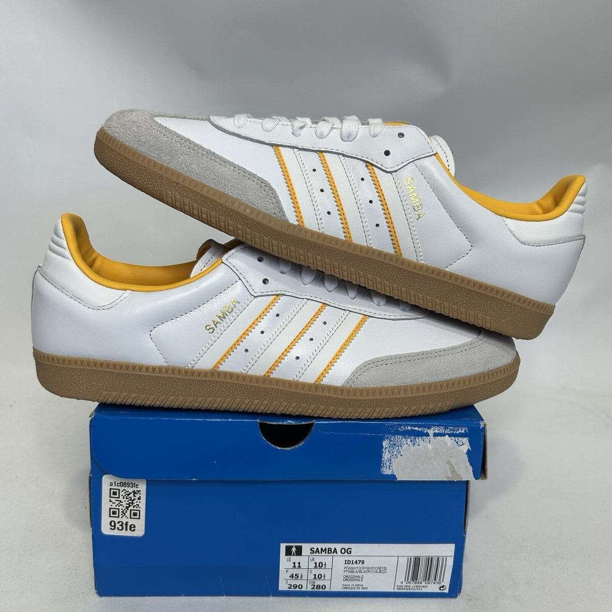 Adidas Originals Samba OG “White Crew Yellow” Sneakers ID1479 Men’s 11 New