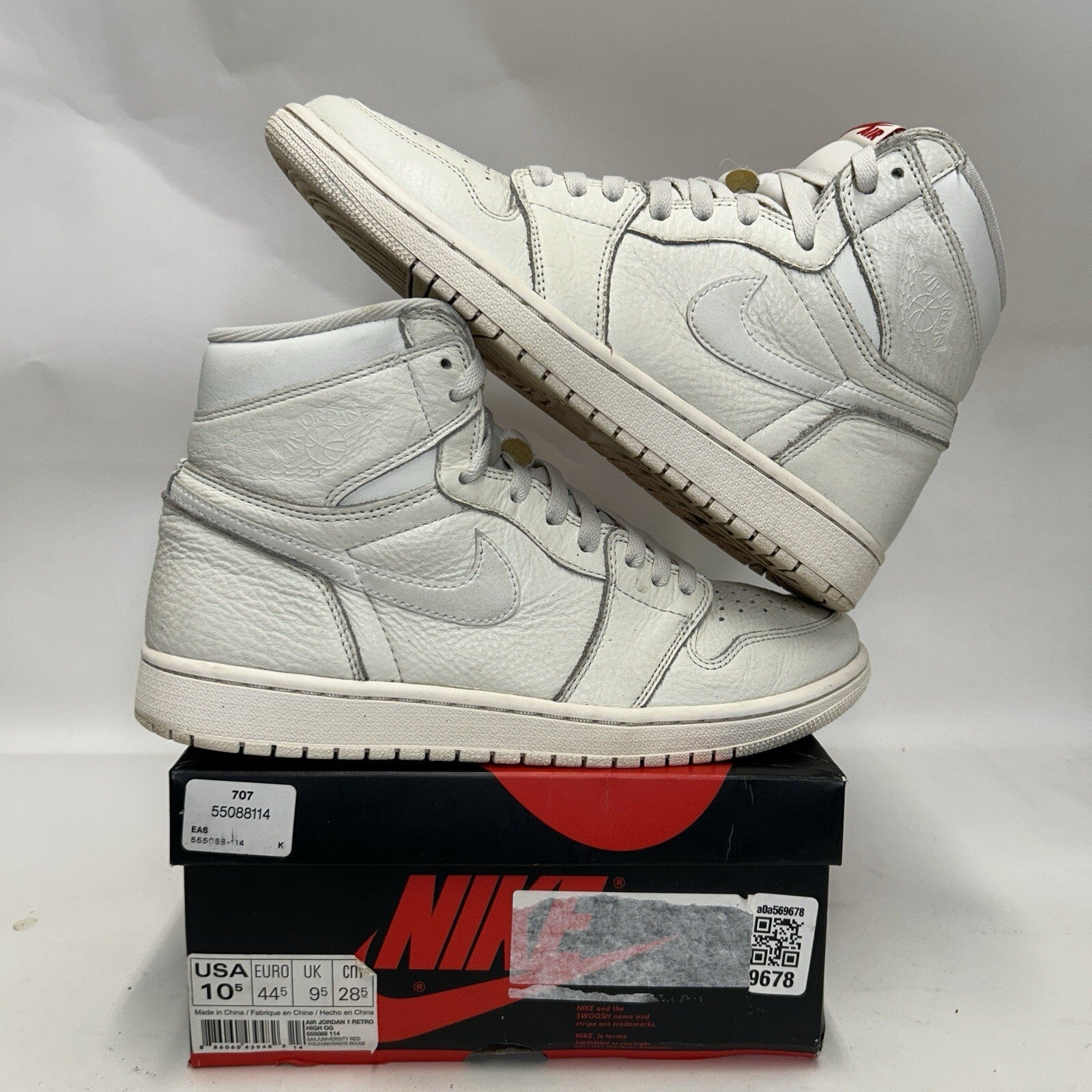 Nike Air Jordan 1 Retro High OG “Sail” 555088-114 Men’s 10.5 Worn