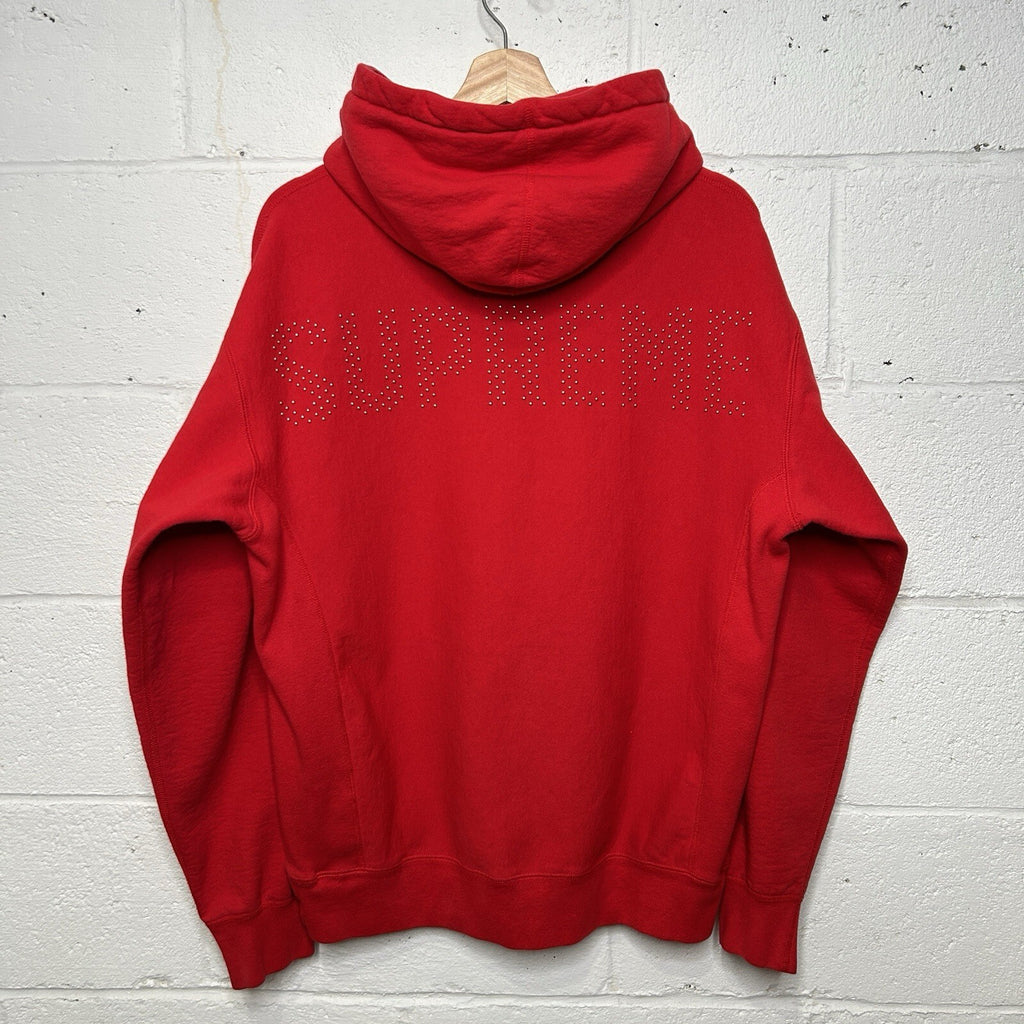 Supreme Studded Back Hooded Sweatshirt Hoodie “Red Gold” SS18 Men’s Large