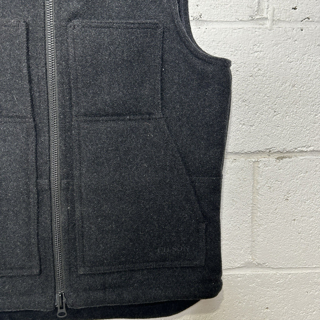 Filson Mackinaw Wool Sherpa-Lined Work Vest “Charcoal”