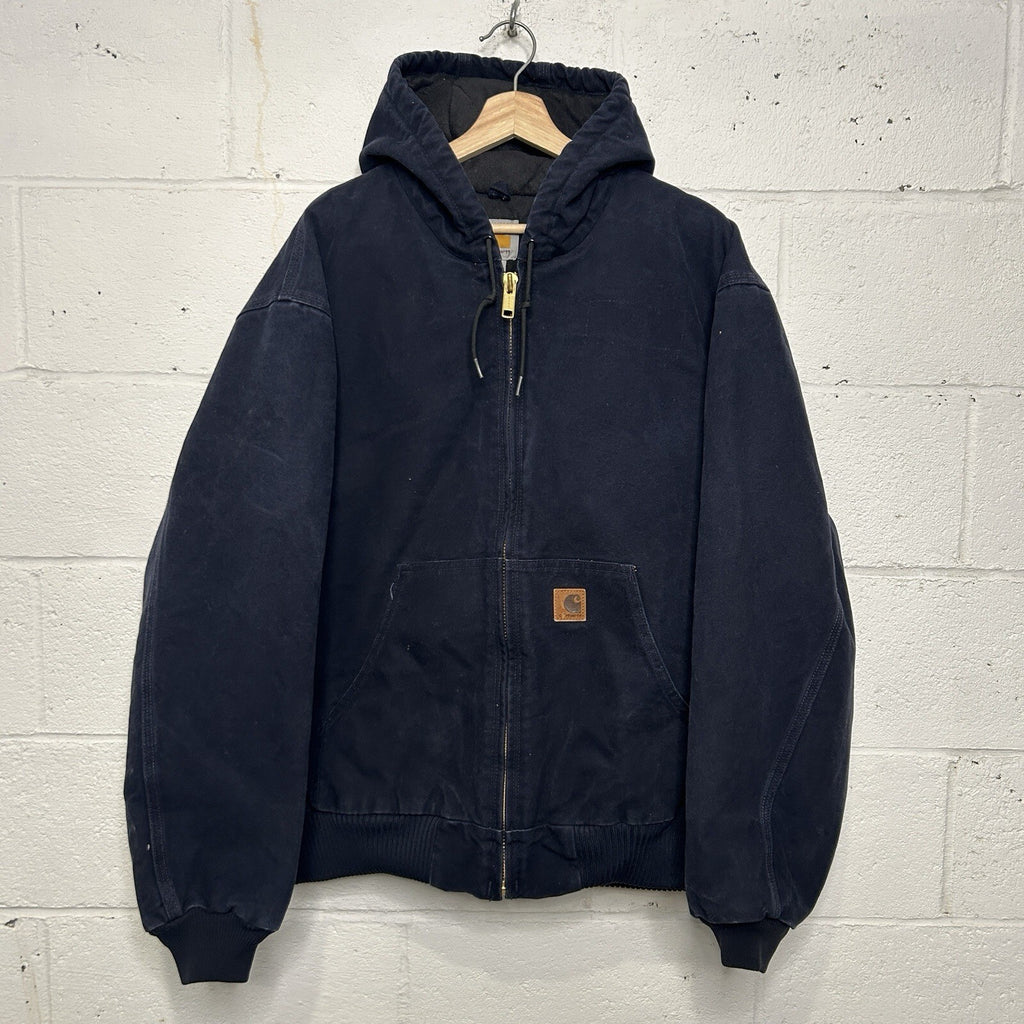 Vintage Carhartt Hooded Active Jacket “Midnight Blue” J130 MDT Men’s X-Large