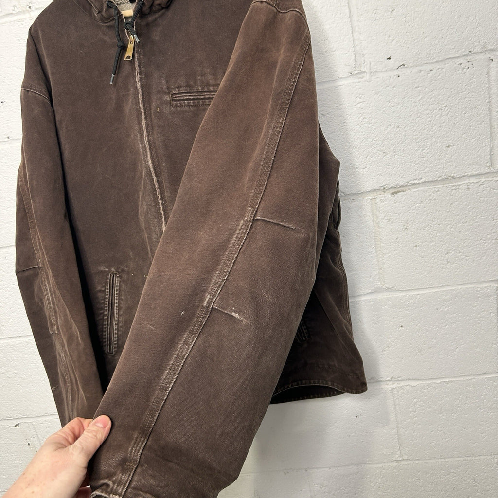 Vintage Carhartt Sherpa-Lined Hooded Detroit Jacket “Dark Brown” J141 DKB