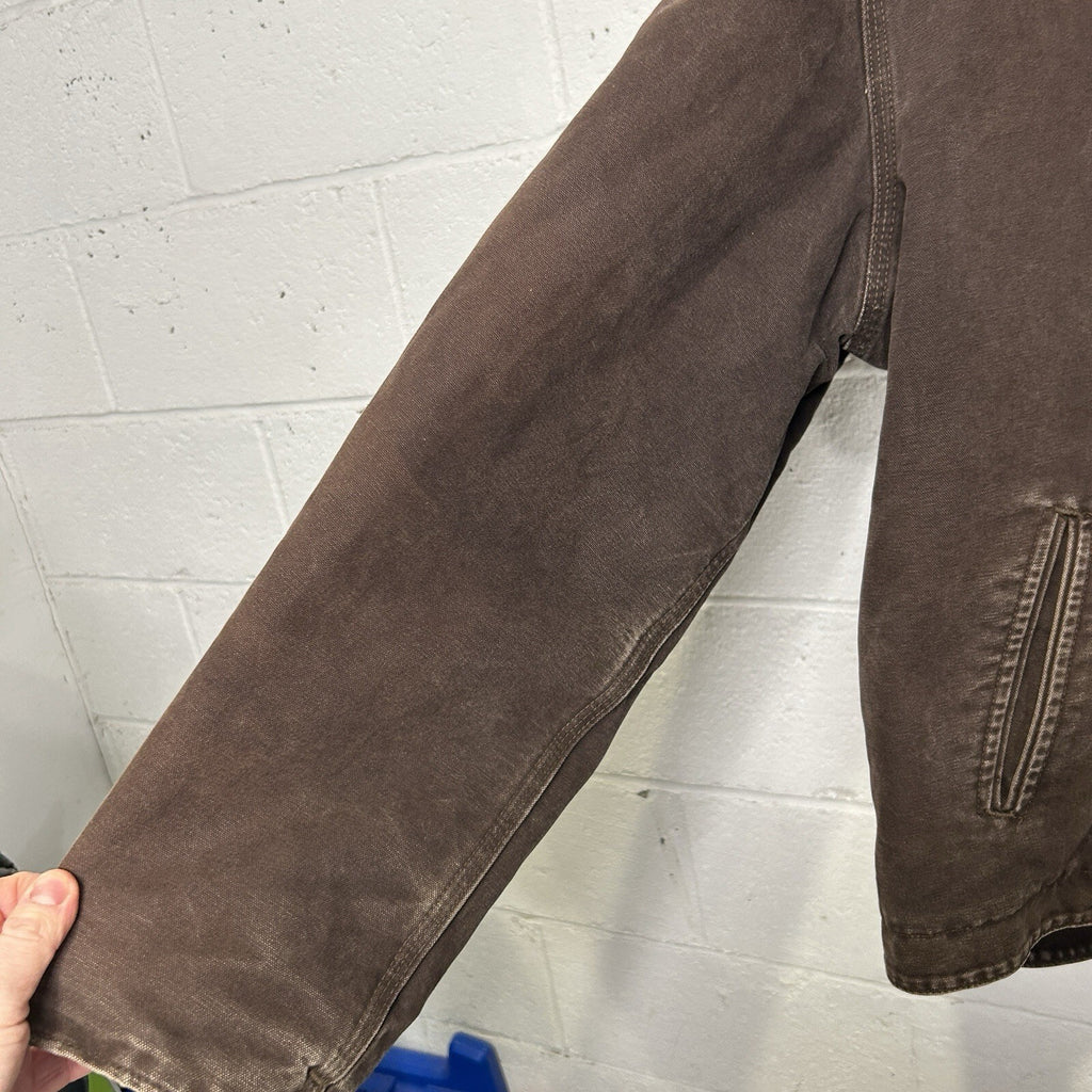 Vintage Carhartt Sherpa-Lined Hooded Detroit Jacket “Dark Brown” J141 DKB