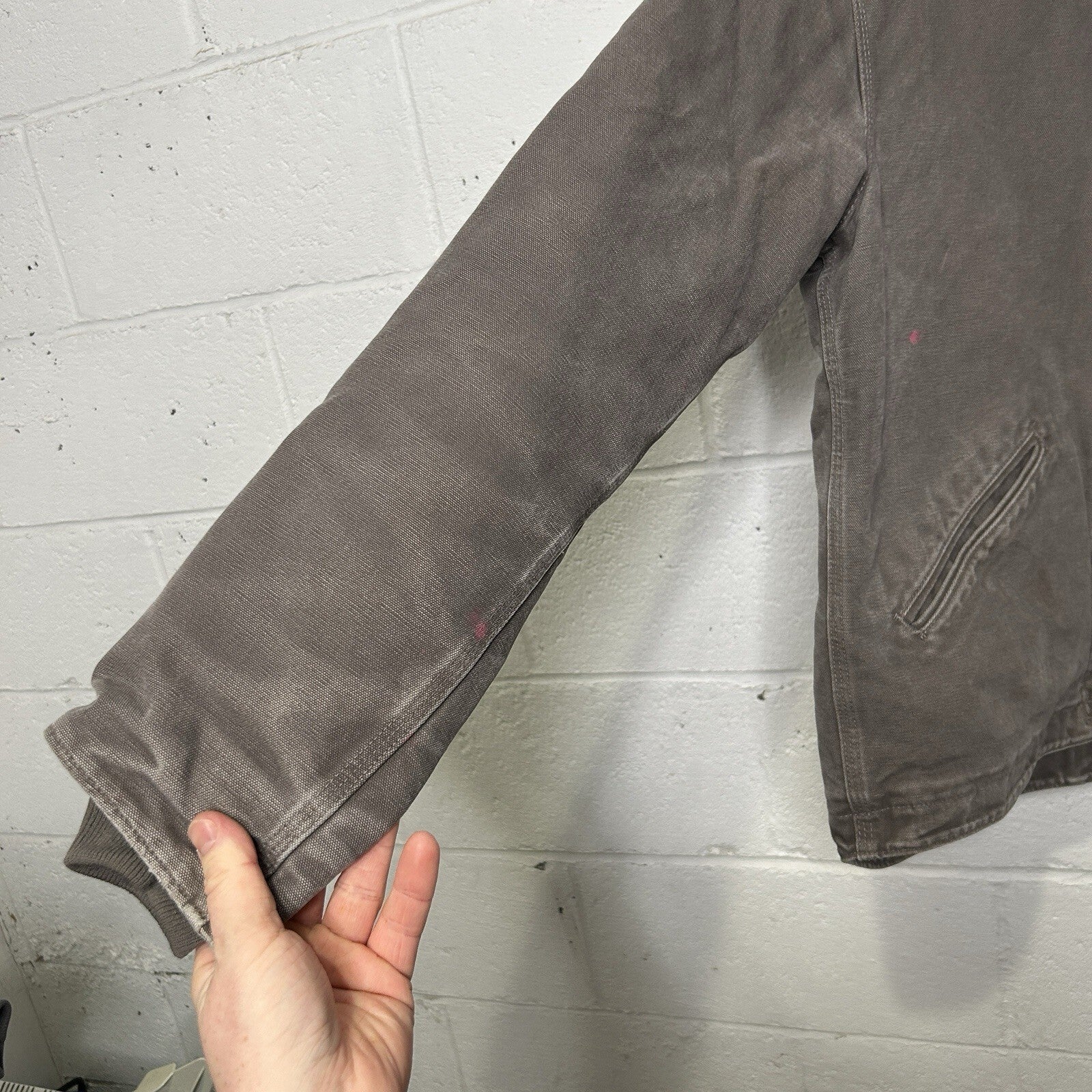 Y2K Carhartt Sherpa-Lined Hooded Detroit Jacket “Gray” WJ141-032 Women’s Small