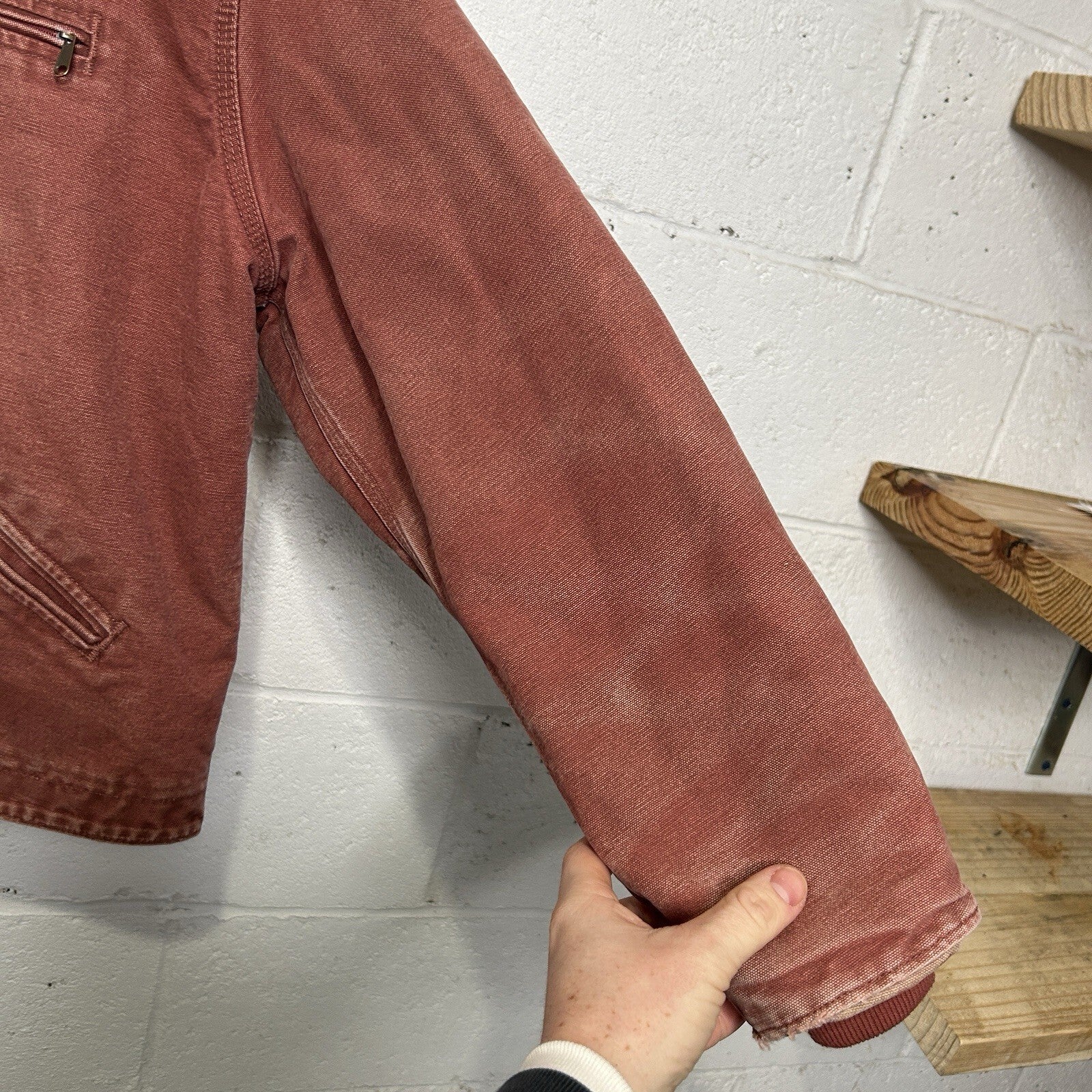 Y2K Carhartt Sherpa Hooded Detroit Jacket “Vintage Rose” WJ141 VRS Women’s XL
