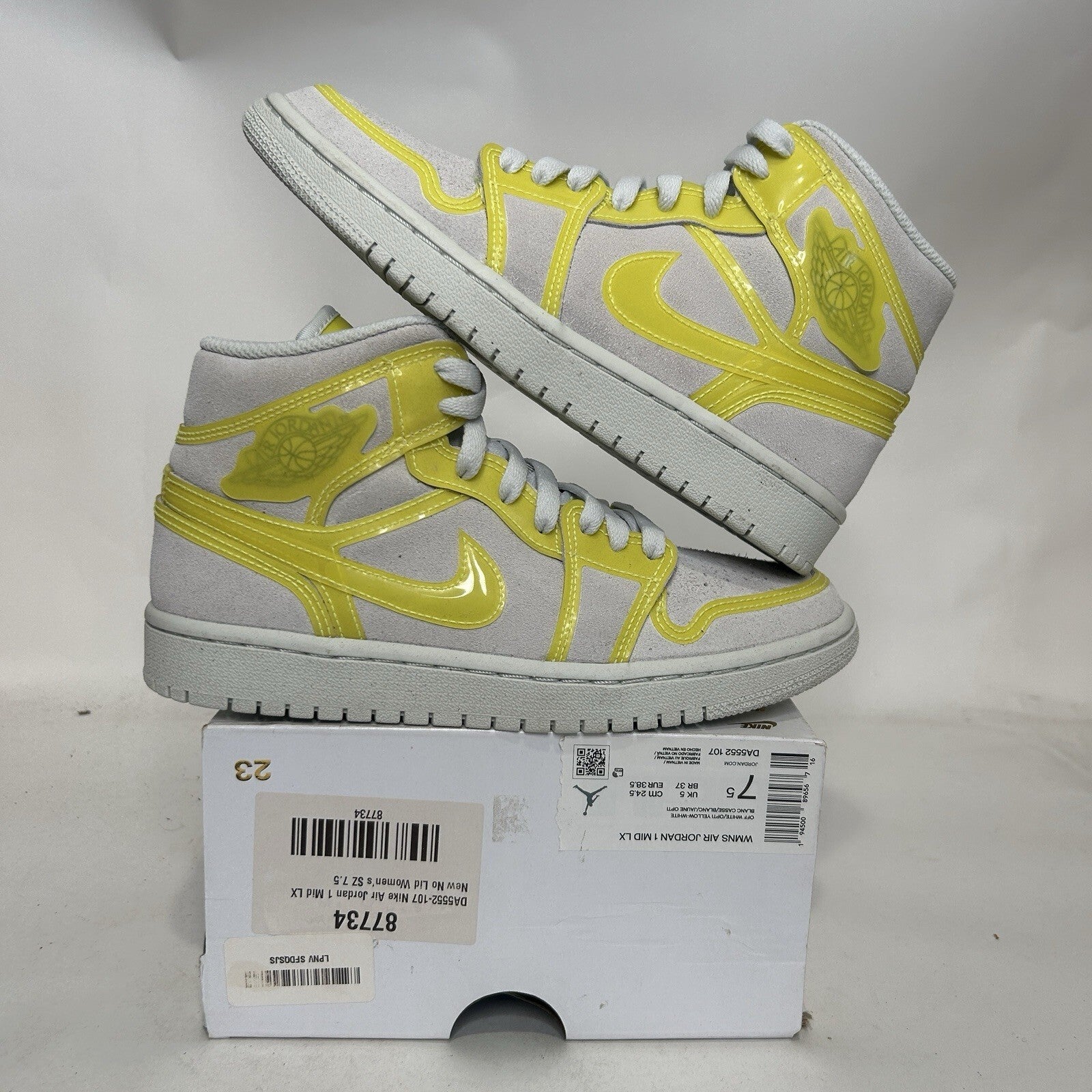 Nike Air Jordan 1 Mid LX “White Opti Yellow” Shoes DA5552-107 Women’s 7.5 New