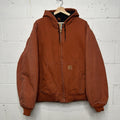 Y2K Carhartt Quilted Hooded Active Jacket “Red Orange” J130 RDO Mens 2XL