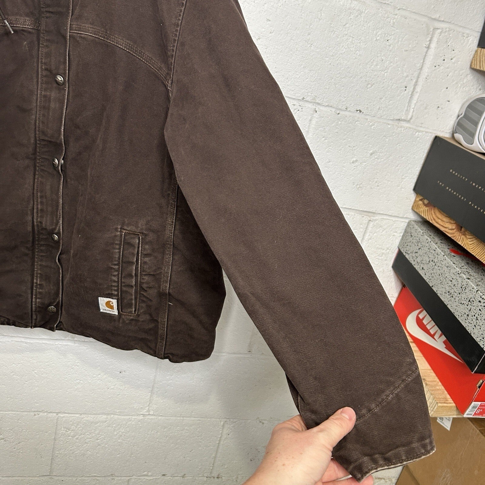 Y2K Carhartt Sandstone Sherpa Berkley Jacket “Dark Brown” 100657-201 Women’s XL
