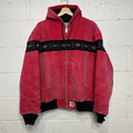 Vintage Carhartt Quilted Hooded Active Jacket “Red Aztec”J79 RED Men’s X-Large