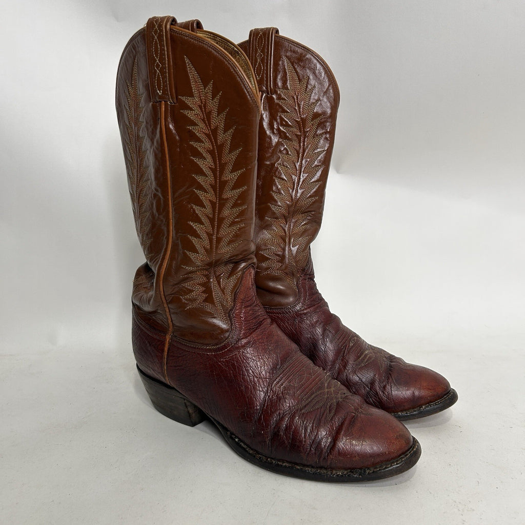 Vintage Tony Lama Leather Western Cowboy Boots Gold Label “Brown” Men’s 8.5D