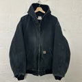Faded Thrashed Carhartt Thermal Hooded Active Jacket “Black” J131 BLK Men’s 2XL